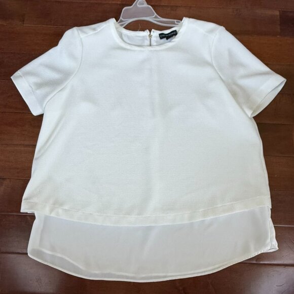 Cynthia Rowley Women's White Textured High-Low Short Sleeve Top, size Large - Picture 2 of 8